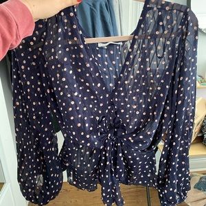 Saints & Secrets polka dot tie-front top